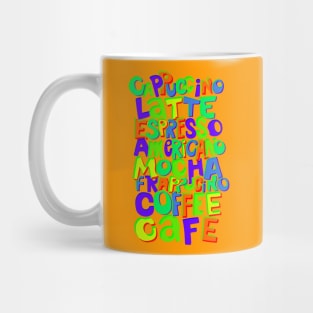 Funky Colorful Coffee Typography Mug